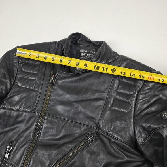 Drag Specialties Leather Motorcycle Jacket Mens 40 Black Biker Belted Zip Cuffs - Picture 8 of 13